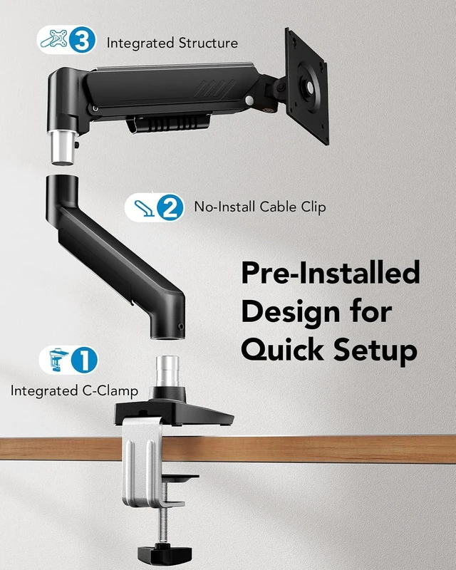 Alt view image 5 of 7 - 2 in 1 Function Laptop Mount with Tray Fits 13-34 Monitors & Up to 17 Notebook Ergonomic Laptop Arm with Full Motion Adjustment Laptop Stand for Desk VESA 75x75mm/100x100mm