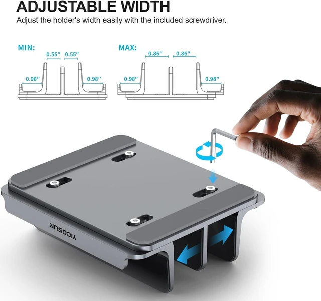 Alt view image 2 of 7 - 4-Slot Aluminum Vertical Laptop Stand for Desk - Adjustable Width Dock for MacBook Surface Samsung up to 17.3 inches - Space-Saving & Protective Design - Gray