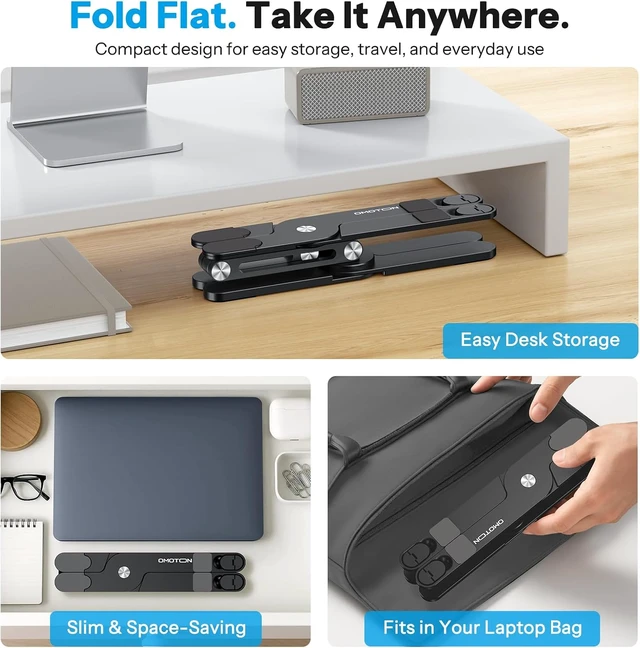 Alt view image 3 of 7 - LA10 360° Rotating Laptop Stand Riser Foldable for Desk Black
