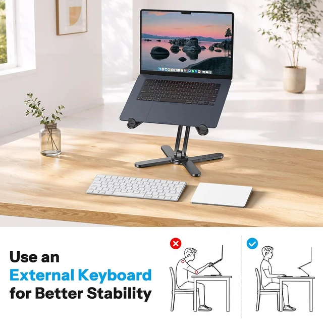 Alt view image 5 of 7 - LA10 360° Rotating Laptop Stand Riser Foldable for Desk Black