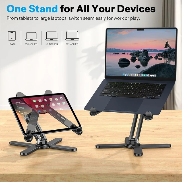 Alt view image 6 of 7 - LA10 360° Rotating Laptop Stand Riser Foldable for Desk Black
