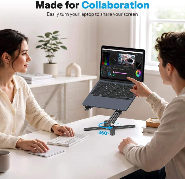 Alt view image 4 of 7 - LA10 360° Rotating Laptop Stand Riser Foldable for Desk Black