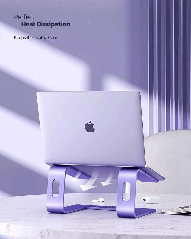 Alt view image 2 of 6 - Full Aluminum Laptop Stand Stable Support to 22 lbs Purple