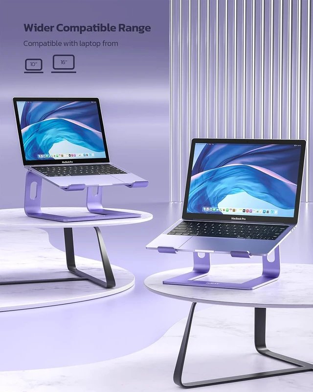 Alt view image 4 of 6 - Full Aluminum Laptop Stand Stable Support to 22 lbs Purple