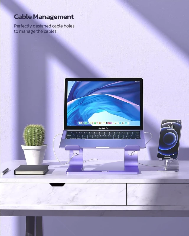 Alt view image 3 of 6 - Full Aluminum Laptop Stand Stable Support to 22 lbs Purple