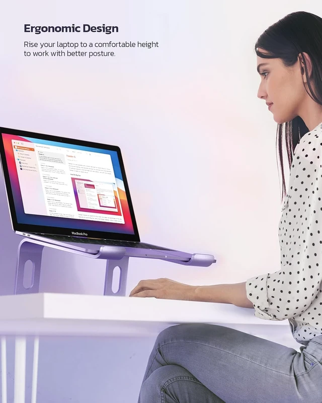 Alt view image 6 of 6 - Full Aluminum Laptop Stand Stable Support to 22 lbs Purple