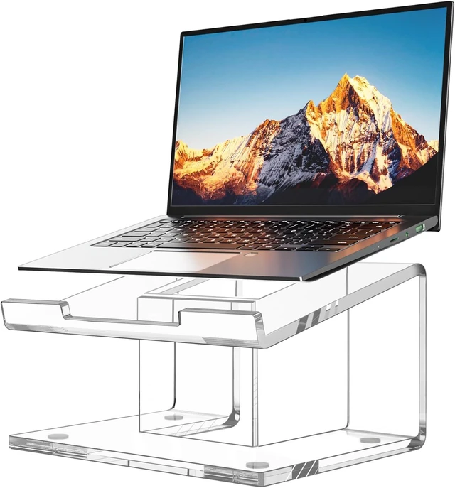 Main image of Acrylic Laptop Stand for Desk Laptop Riser for 10-15.6 Inch Laptops Ergonomic Computer Stand Holder Compatible with Macbooks and Notebooks- Clear