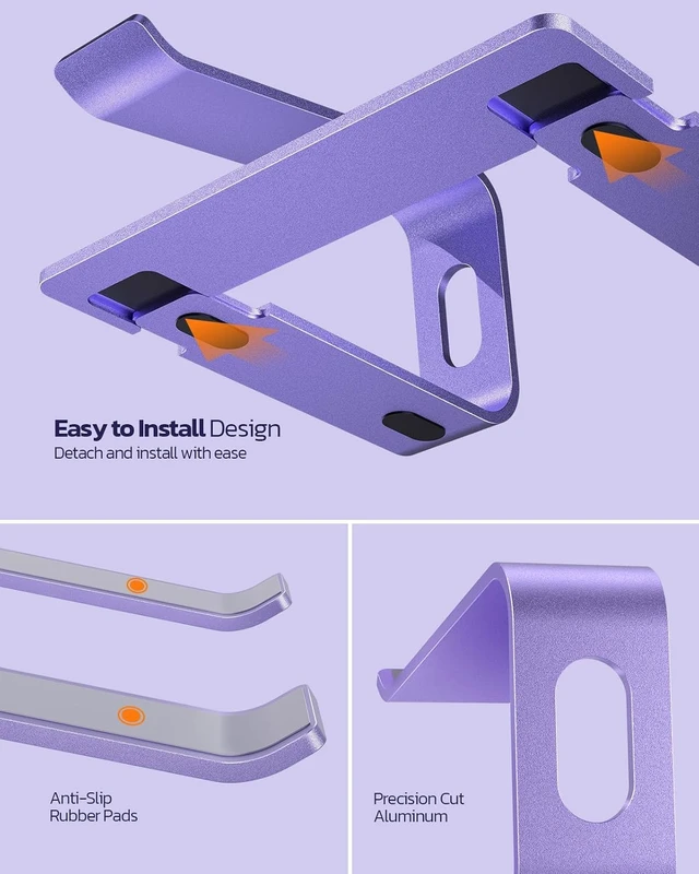 Alt view image 5 of 6 - Full Aluminum Laptop Stand Stable Support to 22 lbs Purple