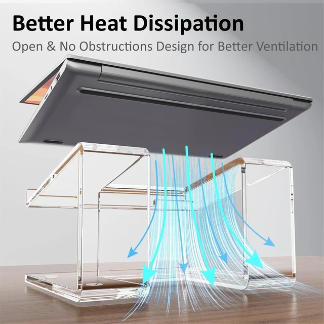 Alt view image 3 of 7 - Acrylic Laptop Stand for Desk Laptop Riser for 10-15.6 Inch Laptops Ergonomic Computer Stand Holder Compatible with Macbooks and Notebooks- Clear