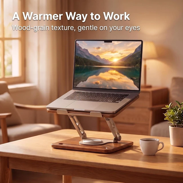 Alt view image 3 of 6 - 360° Rotating Ergonomic Desk Laptop Stand with Pen Slot for MacBook Air Pro