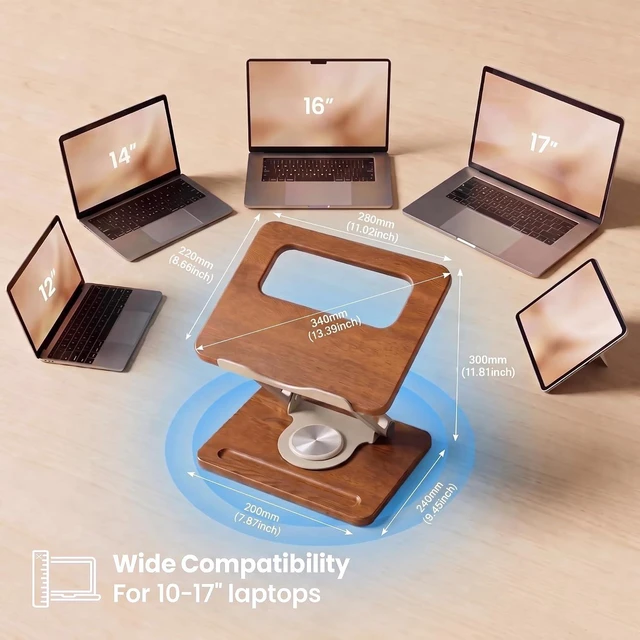 Alt view image 6 of 6 - 360° Rotating Ergonomic Desk Laptop Stand with Pen Slot for MacBook Air Pro