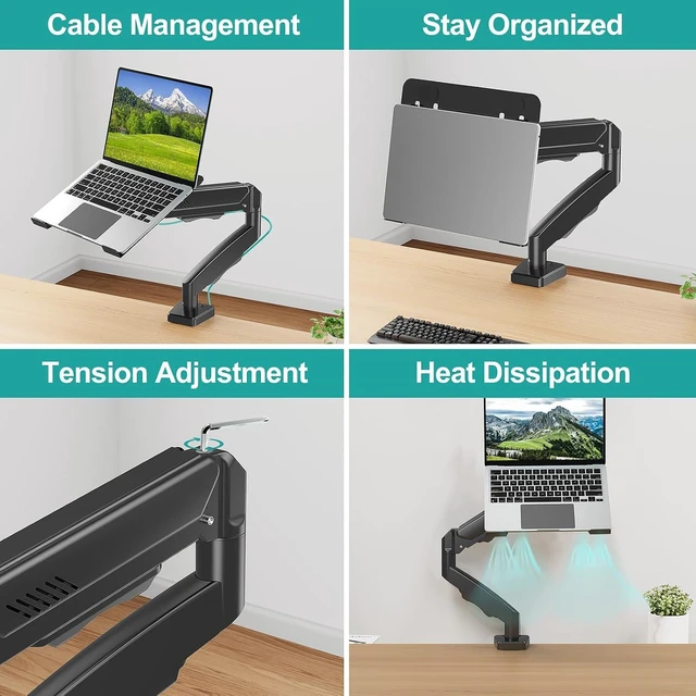Alt view image 4 of 7 - Laptop Arm Mount for Desk Fits Max 17 Notebook and 32 Monitors