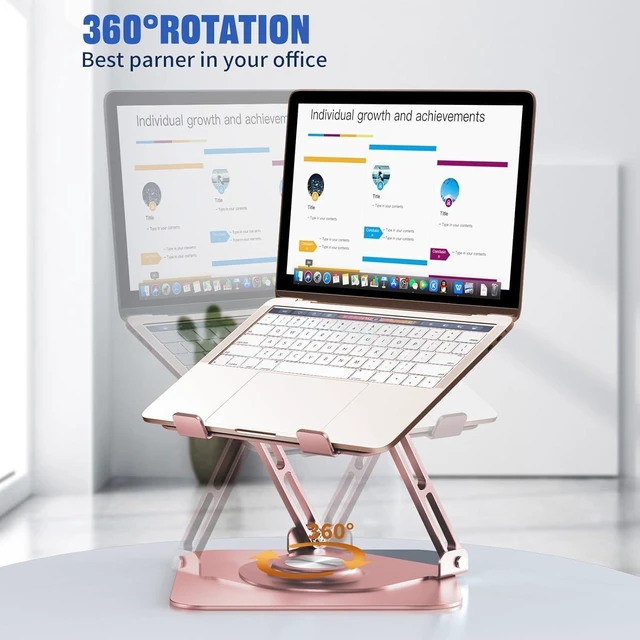 Alt view image 2 of 6 - Laptop Stand for desk(360°Rotating) Aluminum laptop Riser for 10-16Laptops