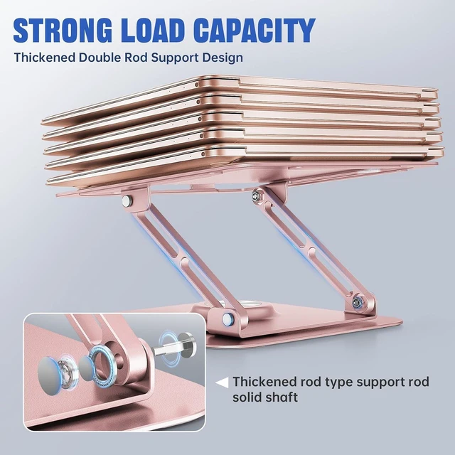Alt view image 3 of 6 - Laptop Stand for desk(360°Rotating) Aluminum laptop Riser for 10-16Laptops