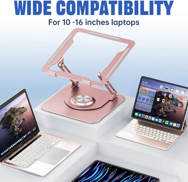Alt view image 5 of 6 - Laptop Stand for desk(360°Rotating) Aluminum laptop Riser for 10-16Laptops