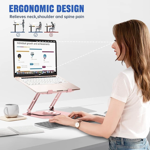 Alt view image 6 of 6 - Laptop Stand for desk(360°Rotating) Aluminum laptop Riser for 10-16Laptops
