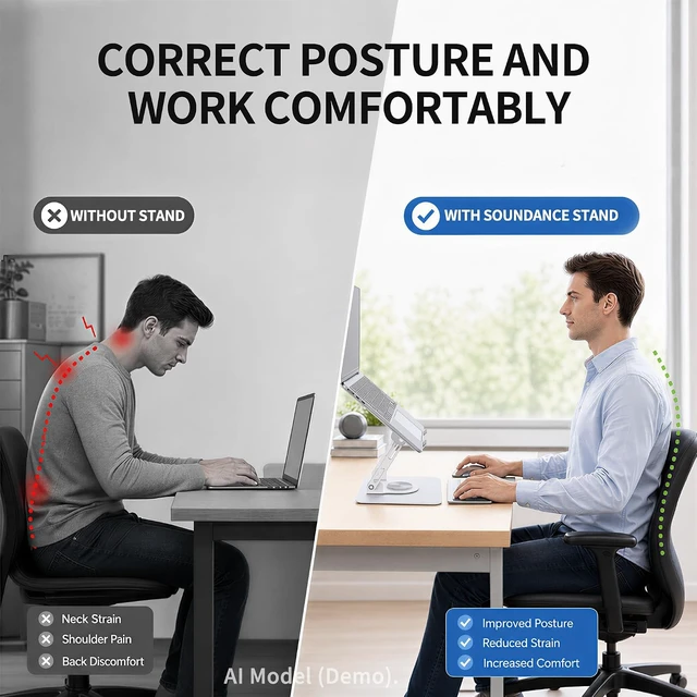 Alt view image 3 of 7 - 360 Rotating Laptop Stand Adjustable Riser 10-17 White