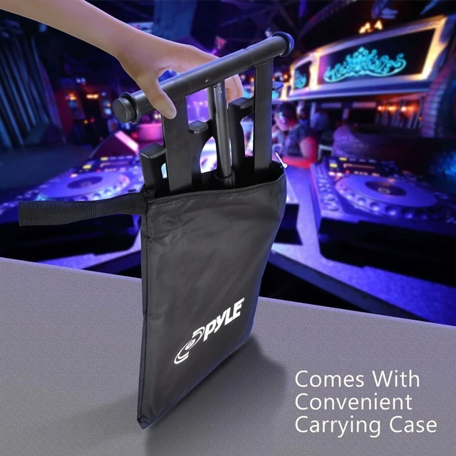 Alt view image 2 of 7 - Portable Folding Laptop Stand - Standing Table with Adjustable Angle Foldable Height and Four Prong Anti-Slip Tray for iPad Tablet DJ Mixer Workstation Gaming and Home Use - PLPTS55