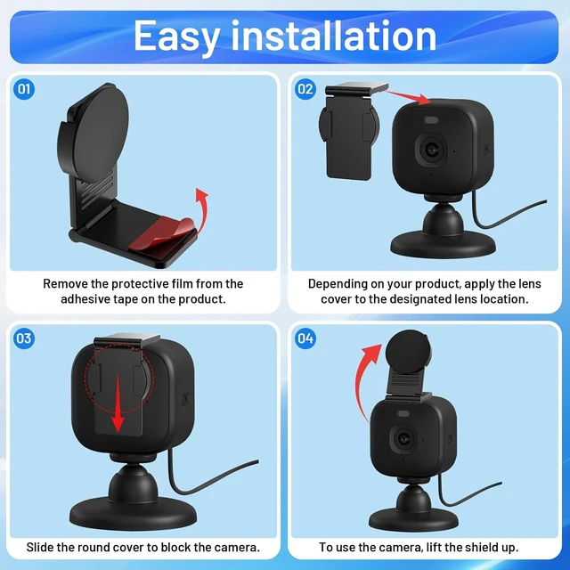 Alt view image 5 of 7 - Privacy Lens Cover for Ring/Blink/Tapo/Eufy Indoor Cameras 2-Pack Black