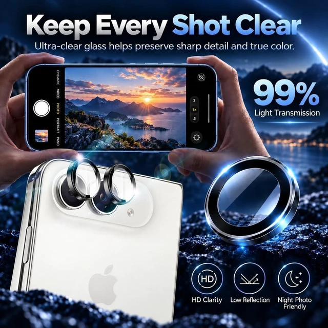 Alt view image 4 of 7 - 2 Pack AR+AF Camera Lens Protector for iPhone DUO with Install Tray
