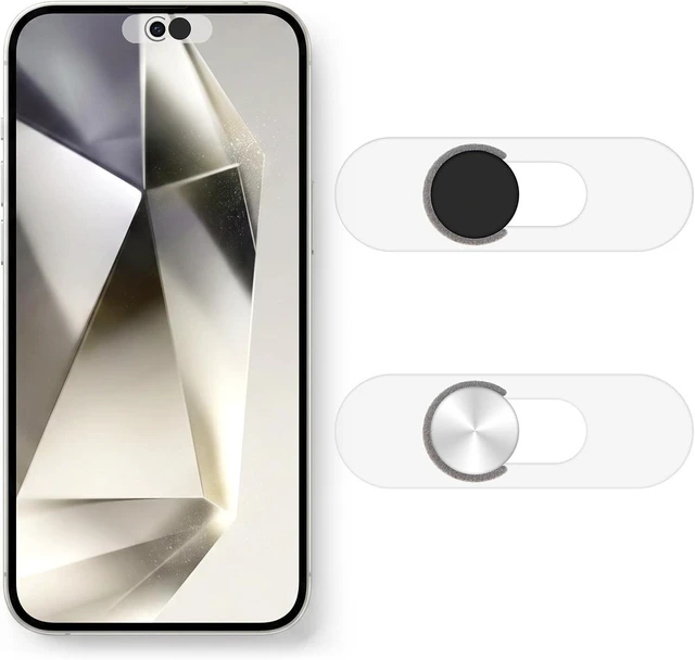 Main image of Smartphones Webcam Cover Protect Privacy Front Camera Cover for Phone Webcam Blocker for Single Front Camera Privacy Slider Protects Your Phone Security 2 Pack-Black