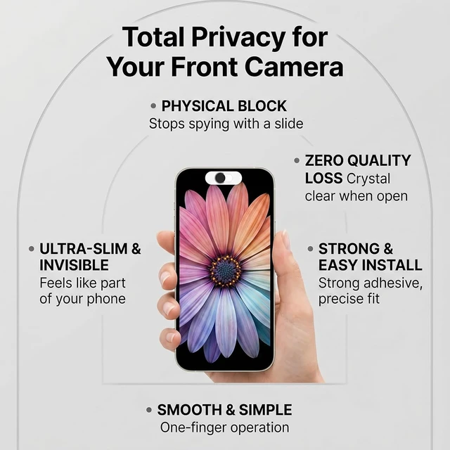Alt view image 5 of 7 - Smartphones Webcam Cover Protect Privacy Front Camera Cover for Phone Webcam Blocker for Single Front Camera Privacy Slider Protects Your Phone Security 2 Pack-Black