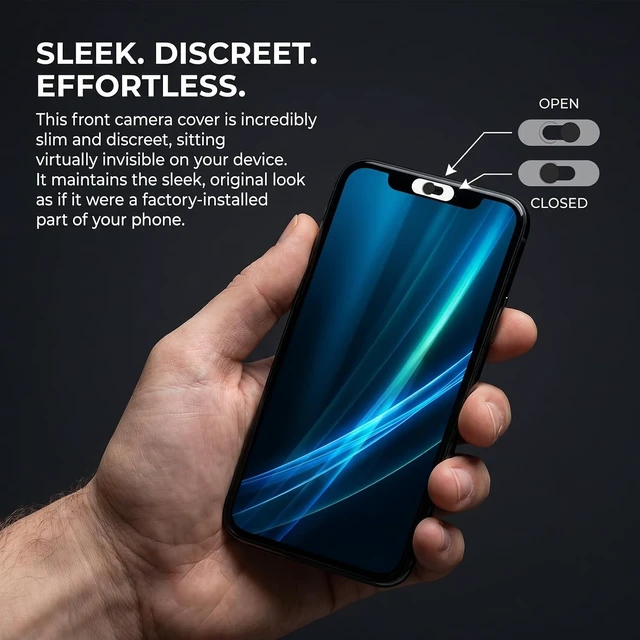 Alt view image 6 of 7 - Smartphones Webcam Cover Protect Privacy Front Camera Cover for Phone Webcam Blocker for Single Front Camera Privacy Slider Protects Your Phone Security 2 Pack-Black
