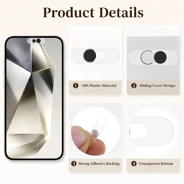 Alt view image 7 of 7 - Smartphones Webcam Cover Protect Privacy Front Camera Cover for Phone Webcam Blocker for Single Front Camera Privacy Slider Protects Your Phone Security 2 Pack-Black