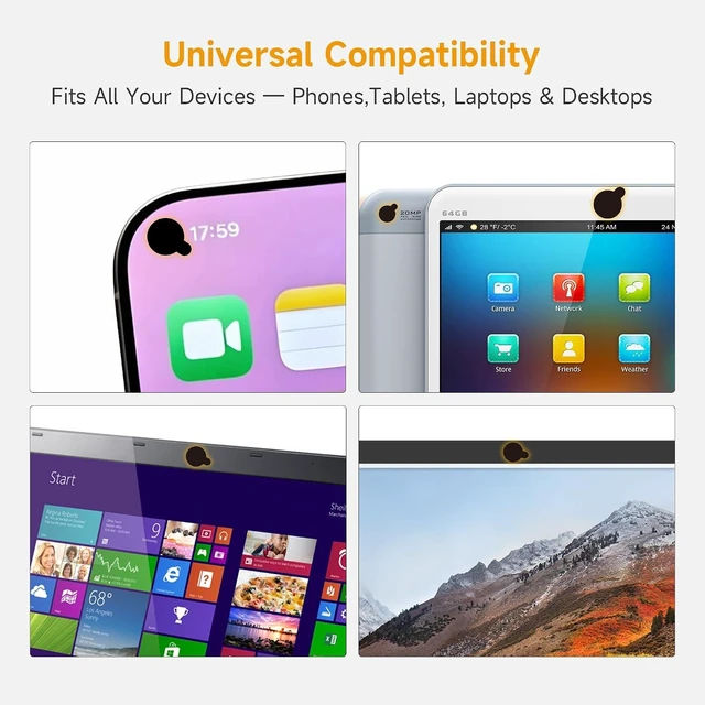 Alt view image 3 of 7 - Webcam Covers 290 Pack 10 Sheets Ultra Slim Black Matte Vinyl Reusable Camera Privacy Stickers 5 Multi Sizes Residue-Free Webcam Blocker for Laptop Phone Tablet Smart TV