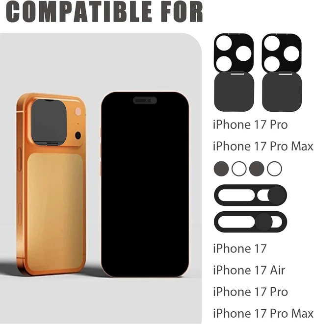 Alt view image 2 of 7 - Privacy Cover Compatible for iPhone 17 Pro/iPhone 17 Pro Max with Front Camera Cover Protect Privacy and Security But Not Affect Facial Recognition2Pack Black