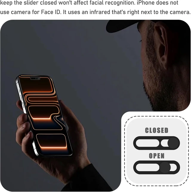 Alt view image 4 of 7 - Privacy Cover Compatible for iPhone 17 Pro/iPhone 17 Pro Max with Front Camera Cover Protect Privacy and Security But Not Affect Facial Recognition2Pack Black