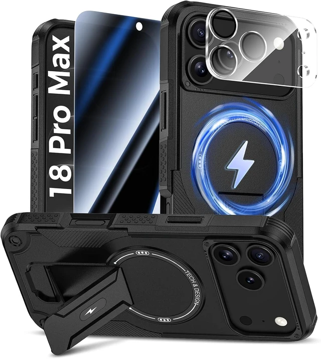 Main image of 3 in 1 for iPhone 18 Pro Max Case with Privacy Screen Protector Black