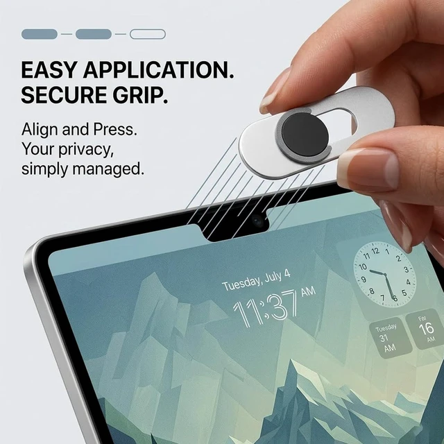 Alt view image 5 of 6 - Front Camera Privacy Cover Clear Transparent Adhesive Camera Lens Protector Compatible with iPhone 17/16/15/14 Pro/Pro Max Support Normal Face ID Recognition Smooth Slide Webcam Blocker Black 2 Pack