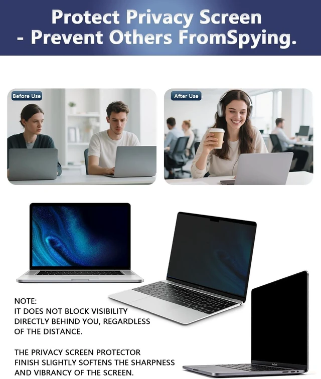 Alt view image 3 of 7 - Magnetic Privacy Screen Protector for MacBook Air 15 (2023-2026 M2-M5)