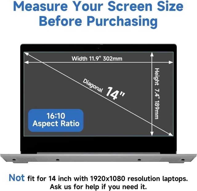 Alt view image 7 of 7 - 2 Pcs 14 Inch (1920x1200P) Laptop Blue Light Screen Protector Reduce Eye Strain Anti Glare Blue Light Blocking Screen Protector for 14 with 16:10 Resolution HP/////