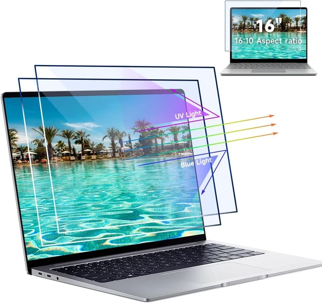 Main image of 2 Pack 16-Inch 16:10 Blue Light Filter Laptop Screen Protector