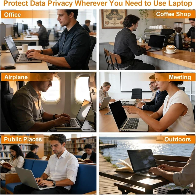 Alt view image 6 of 6 - Laptop Privacy Screen 15.6 Inch 16:9 Anti Glare Film Blue Light Filter Computer Privacy Screen Shield Compatible with 15.6 Hp Portable Monitor Protector