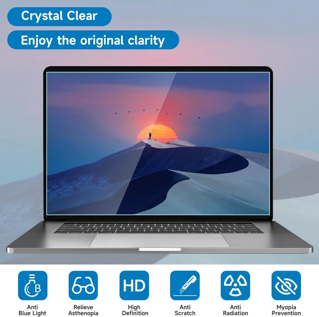 Alt view image 4 of 7 - 2 Pack 16 Inch 16:10 Anti Blue Light Laptop Screen Protector Reduce Eye Strain Anti Glare Screen Protector for 16 with 1920x1200 Resolution Laptops Not for 16.1