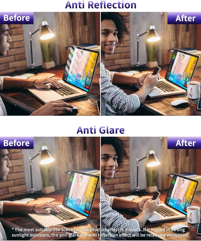 Alt view image 3 of 7 - 2-Pack Anti Blue Light Matte Screen Protector Compatible with MacBook Air 13.6/13 inch (2026-2022 M5 M4 M3 M2) Eye Protection Blue Light Blocking & Anti Glare Laptop Screen Protector