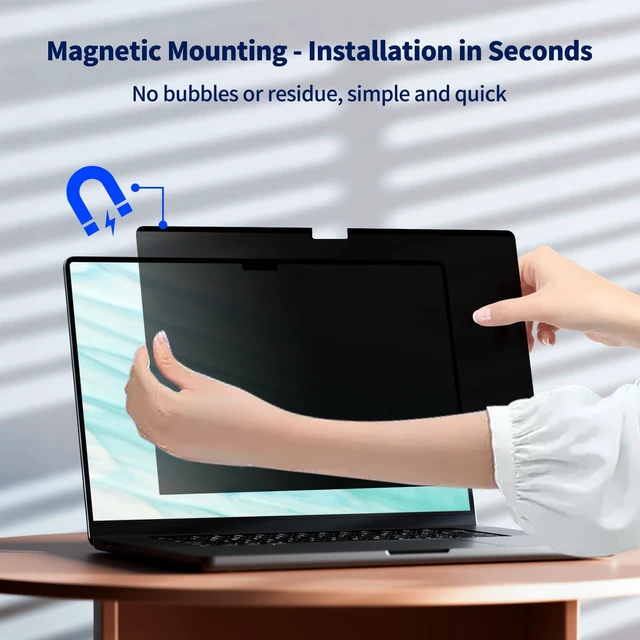 Alt view image 4 of 7 - Magnetic Laptop Privacy Screen 14 Inch 16:9 Removable Matte Anti Glare Blue Light Filter - Computer Privacy Shield for 14in Laptop Protector
