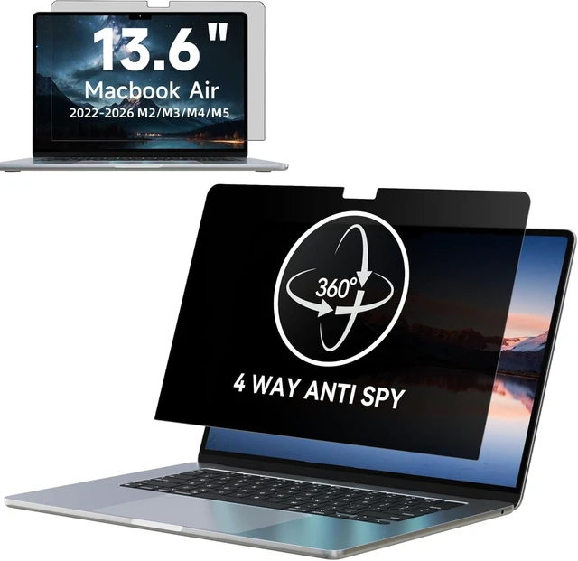 Main image of 360° Privacy Screen Macbook Air 13.6/13 Inch (2022-2026 M2 M3 M4 M5) Matte Anti Glare Blue Light 13.6in Mac Scratch Resistant Laptop Screen Protector Filter