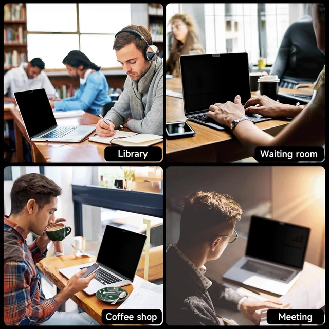 Alt view image 6 of 7 - 360° Privacy Screen Macbook Air 13.6/13 Inch (2022-2026 M2 M3 M4 M5) Matte Anti Glare Blue Light 13.6in Mac Scratch Resistant Laptop Screen Protector Filter