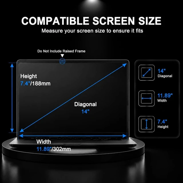 Alt view image 2 of 7 - 14 Inch 16:10 Laptop Screen Protector Tempered Glass (302x188 mm/W x H)