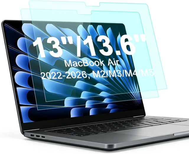 Main image of 2-Pack Anti Blue Light Screen Protector for MacBook Air 13.6/13 Inch (2022-2026 M2 M3 M4 M5 Chip) Matte Anti Glare Filter Eye Protection Shield for Mac 13.6 Anti-Scratch Protector