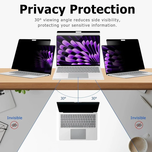 Alt view image 3 of 7 - Privacy Screen for Macbook Pro 13 Inch (2016-2022 M1 M2) / Macbook Air 13 in (2018-2021 M1) Blue Light Filter Matte Finish Anti-Glare Eye Protection Premium Business Protection