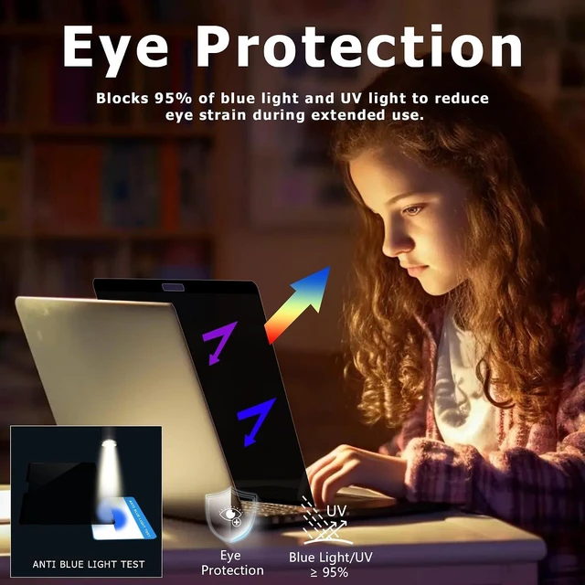 Alt view image 6 of 7 - Privacy Screen for Macbook Pro 13 Inch (2016-2022 M1 M2) / Macbook Air 13 in (2018-2021 M1) Blue Light Filter Matte Finish Anti-Glare Eye Protection Premium Business Protection
