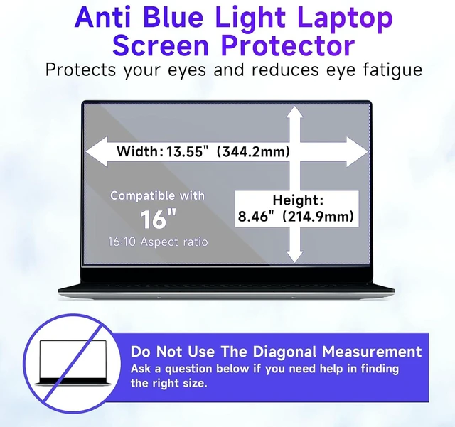 Alt view image 6 of 7 - 2 Pack 16-Inch 16:10 Blue Light Filter Laptop Screen Protector