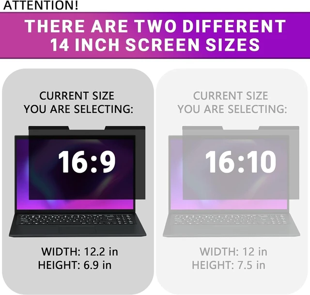 Alt view image 2 of 7 - Magnetic Laptop Privacy Screen 14 Inch 16:9 - Laptop Screen Privacy Shield Anti-Blue Light Anti-Glare Filter Removable Screen Protector