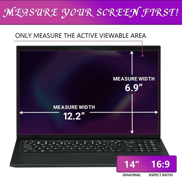 Alt view image 3 of 7 - Magnetic Laptop Privacy Screen 14 Inch 16:9 - Laptop Screen Privacy Shield Anti-Blue Light Anti-Glare Filter Removable Screen Protector