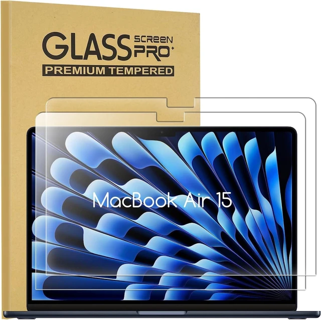 Main image of 2 Pack Tempered Glass Screen Protector for MacBook Air 15 Inch (M5 M4 M3 M2 Chip 2026-2023) 9H Hardness Bubble-Free Easy Install Anti-Scratch Anti-Fingerprint HD Clarity Case-Friendly